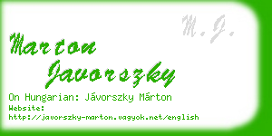 marton javorszky business card